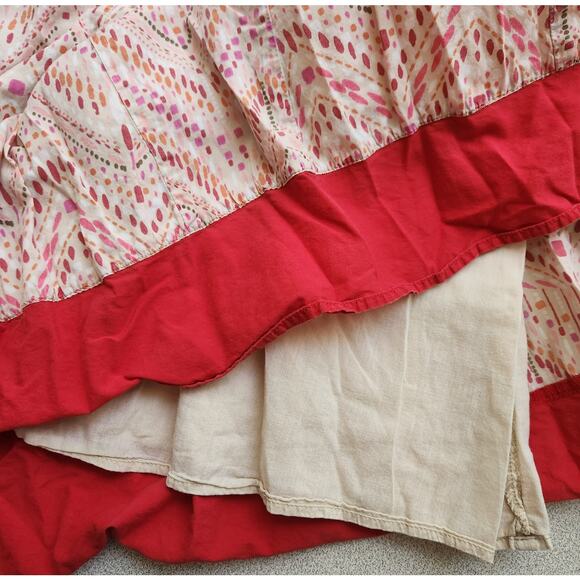 JM Collection White Pink Red Dot Print Ruffled Hem Skirt 12 Lightweight Lined - Picture 3 of 4